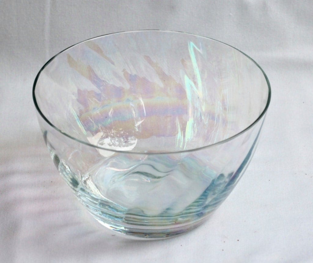 Vintage Krosno glass bowl Silhouette design fluted glass mid