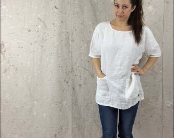 Loose Linen Top / Shirt / Tunic / Pockets