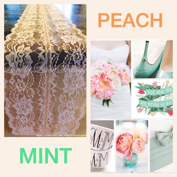Peach Weddings/ peach Lace Table Runner 3ft by LovelyLaceDesigns