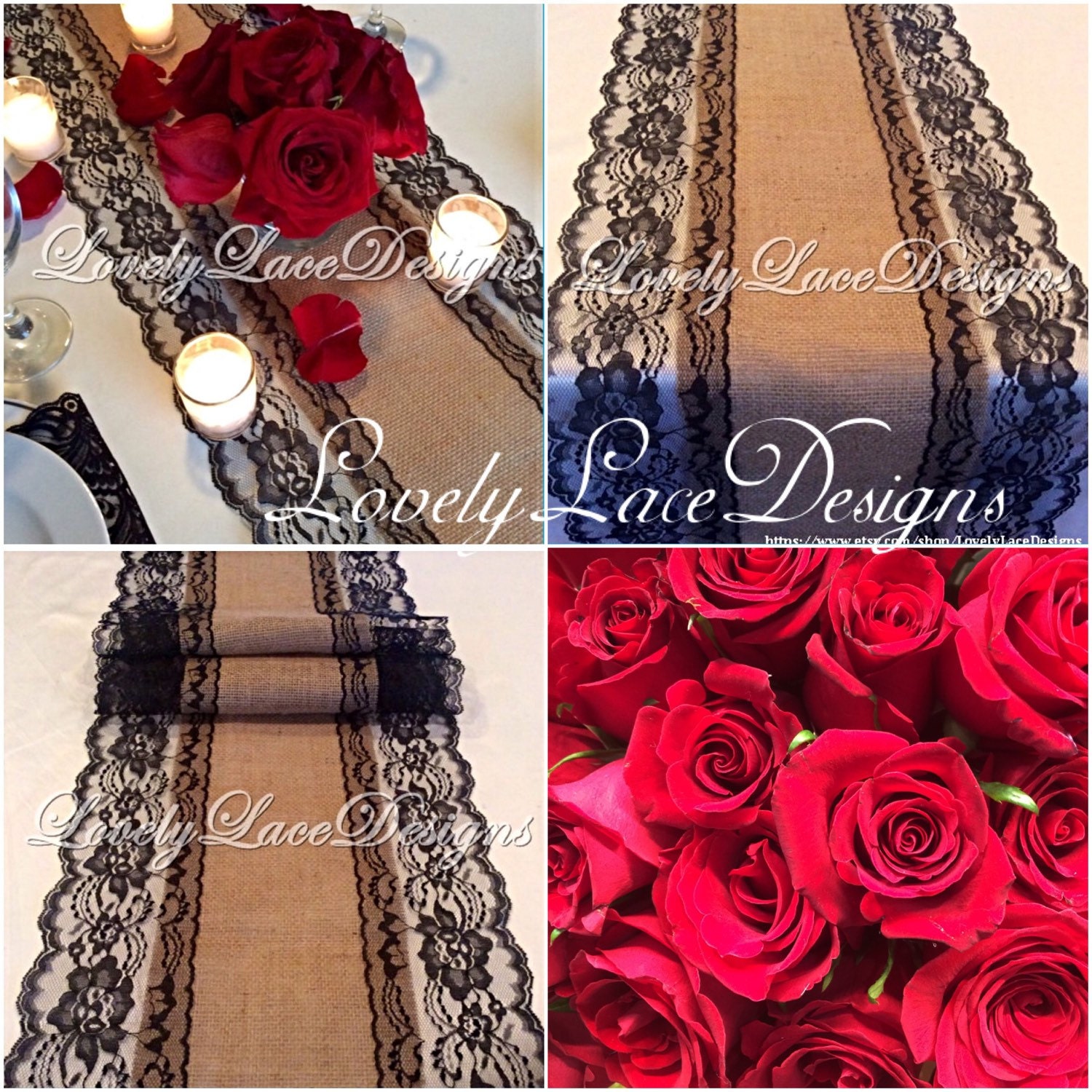 Burlap Table Runner Burlap Lace Table Runner Black 3ft 10ft X 13in Wide Wedding Decor Weddings Tabletop Decoration Centerpiece