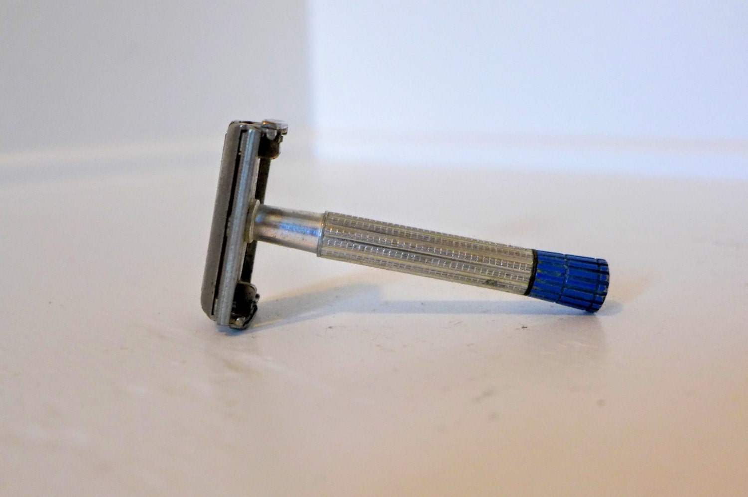 Vintage Blue Gillette Safety Razor