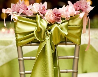 50 pcs SATIN CHAIR Bow / Sash (6"x108") For Wedding Party Banquet Special Event 20+ colors