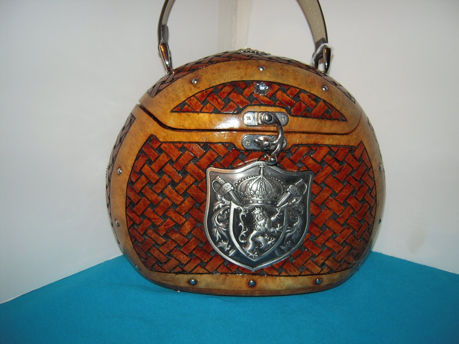 Canteen gourd purse hand carved and dubbed the Knights