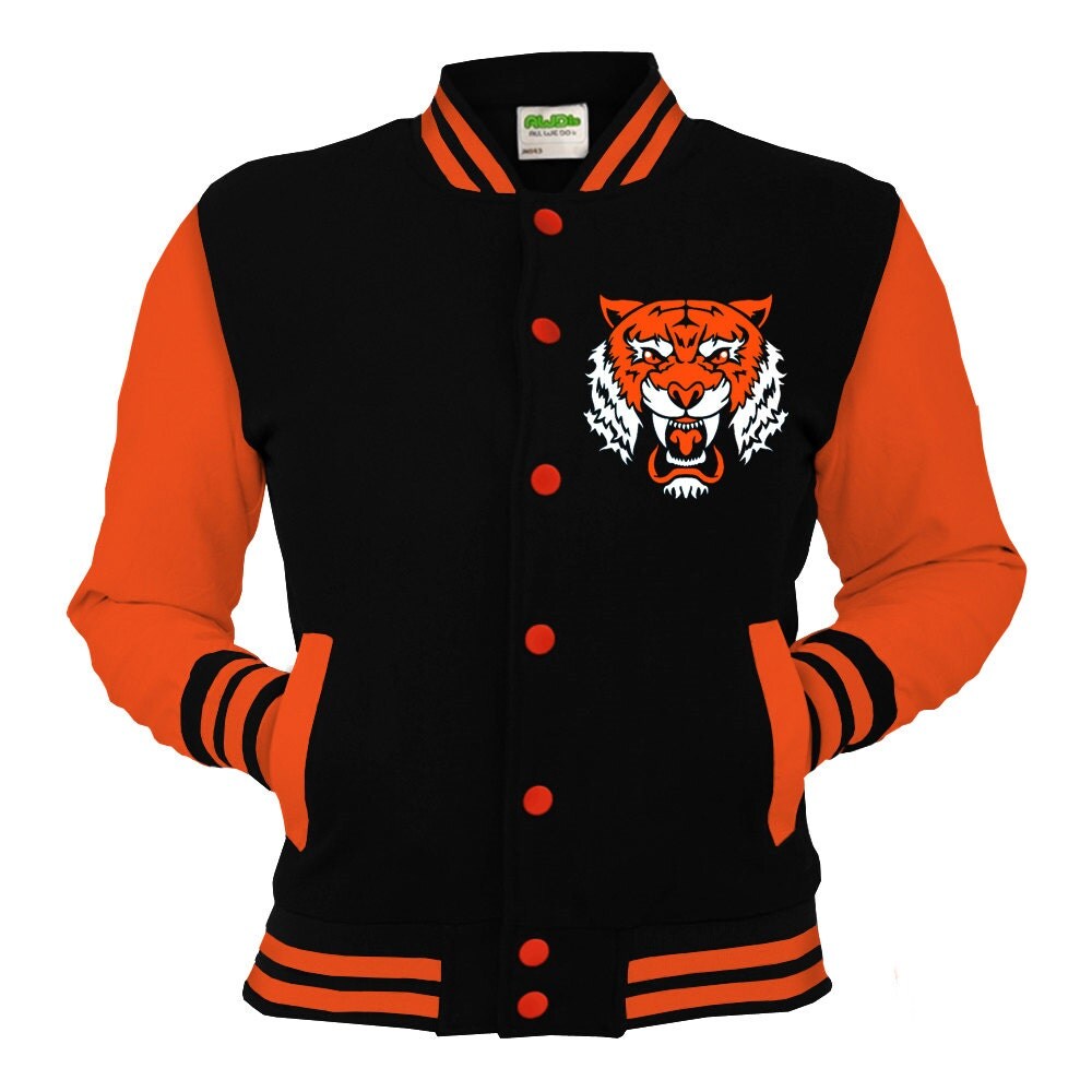 The Tiger Varsity Jacket Neon Orange & Black College King