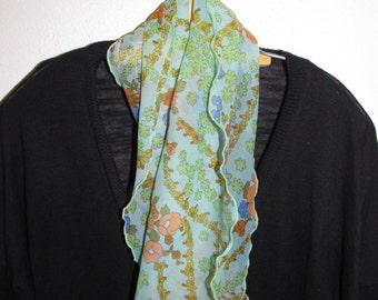 Vintage Sheer Flowered Scarf