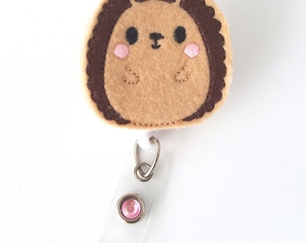 Cute Woodland Hedgehog- Name Badge Holder - Nurses Badge Holder - Cute Badge Reels - Unique ID Badge Holder - Felt Badge - RN Badge Reel