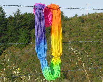 Handspun & Painted Merino Wool Yarn - Brilliant Rainbow, Super Bulky, 6 oz., 170 g., 130 yards