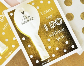 Bridesmaid Balloon Will you be my Bridesmaid Balloon Proposal Cards