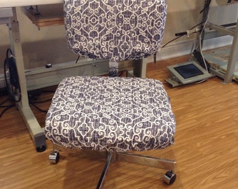 Office Chair seat and back covers with Monogram, Dorm chair slipcover, elasticized chair covers, customizable, washable, removable, Armless