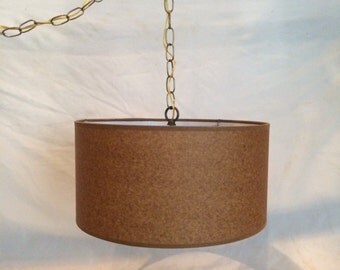 Mid Century Modern Swag Hanging Lamp Plug in 15' cord Kraft color