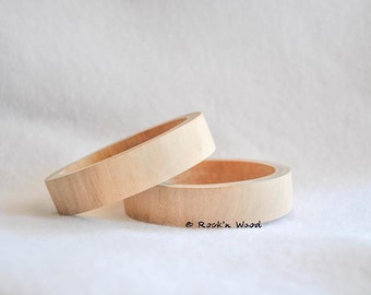 Set of 3 - Thin Flat - Unfinished Wooden Bangles 3/4 inch - Wood, DIY, Jewelry Supply