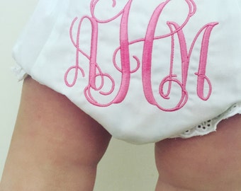 Monogrammed Bloomers,monogrammed diaper cover, personalized baby gift-Vine Monogram