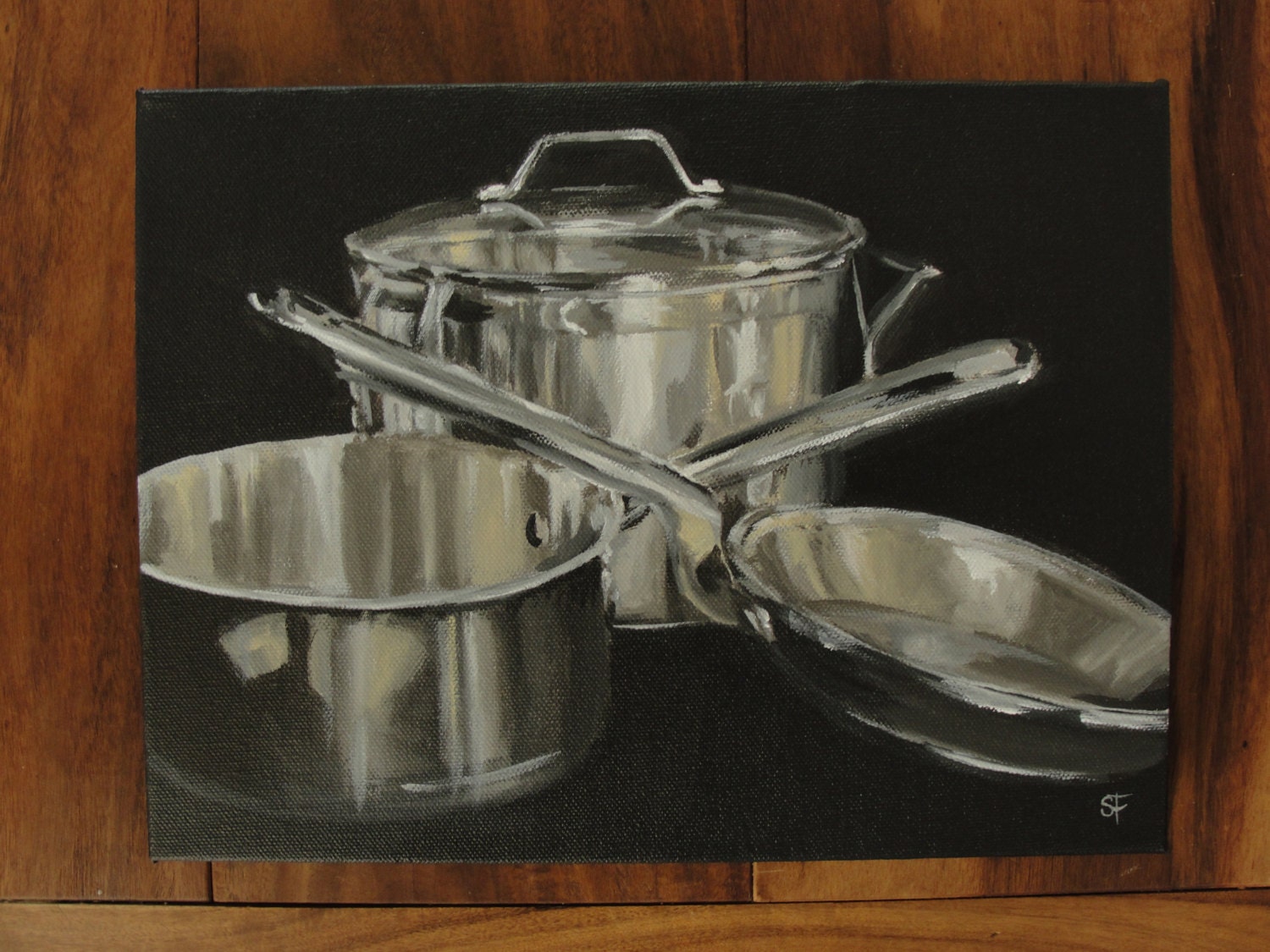 Pots and Pans Kitchen Decor Still Life ORIGINAL Painting