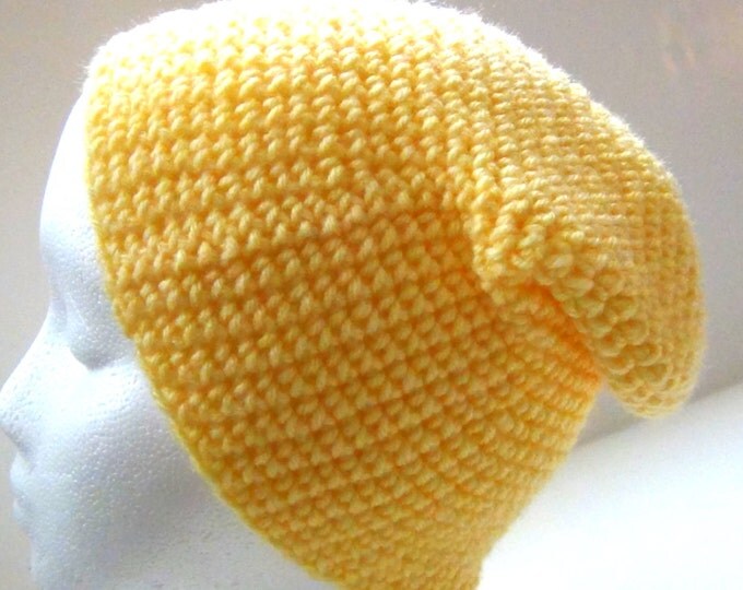 Slouchy Hat, Slouchy Beanie, Crochet Hat, Yellow Hat, Winter Accessories