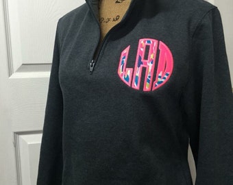 1/4 Zip Personalized Applique Monogram (Lilly Pulitzer Fabric)