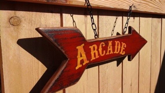 Rustic Arrow ARCADE Wood Sign Directional Arrow by DesertGrain