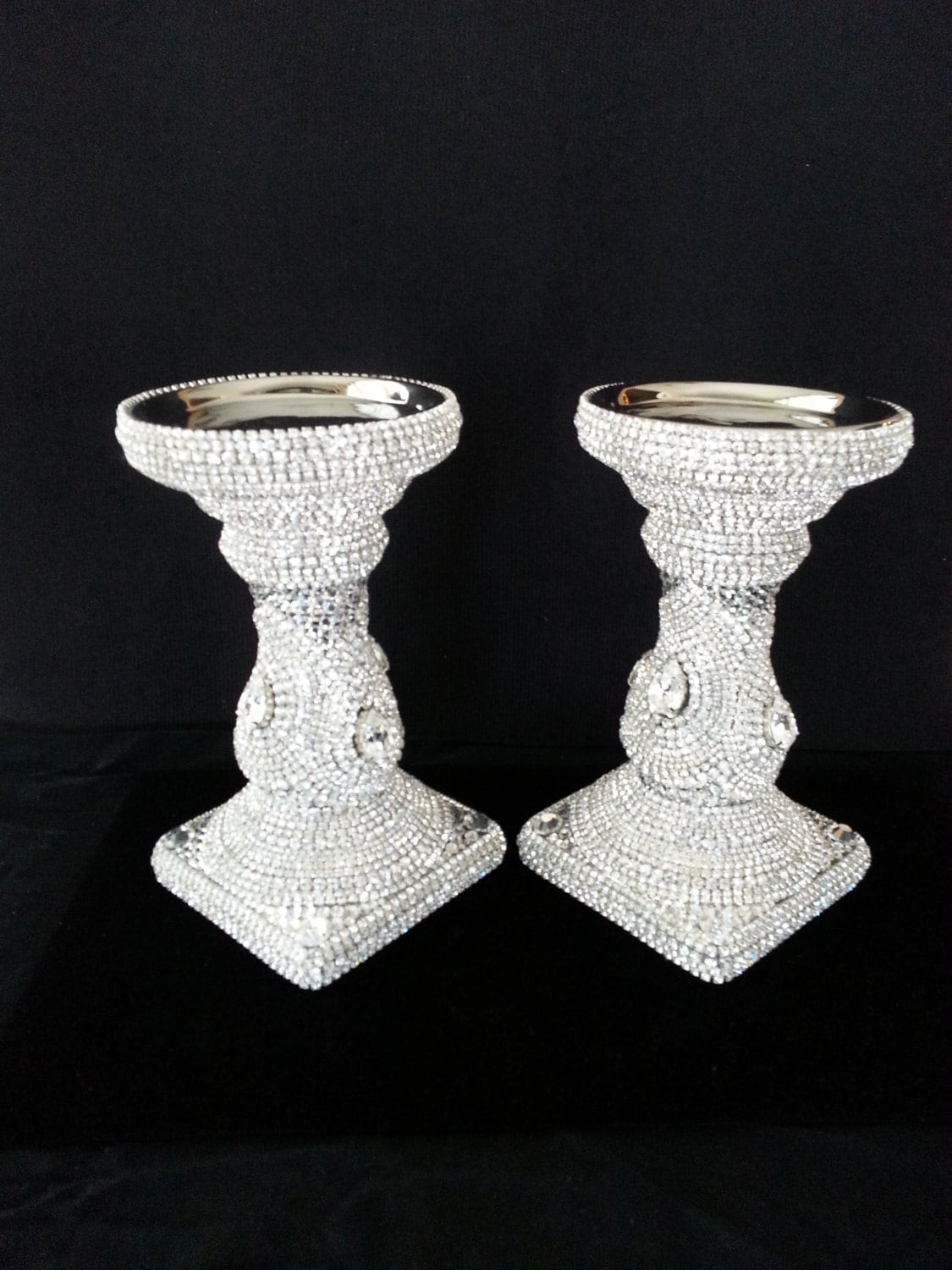Stunning Jeweled Candle Holders Pair Luxury by GulfshoreDecor