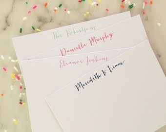 Personalized Calligraphy Stationery - Stationary Set of 20 Flat Note Cards
