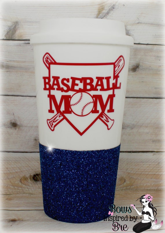 Baseball Mom glittered cup Baseball Mom Baseball by InspiredbyBre