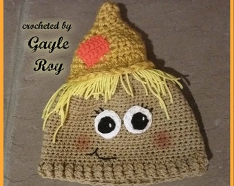 Patches the Scarecrow Hat CROCHET PATTERN, scarecrow photo prop hat, Halloween hat,