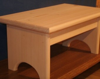 rustic wooden step stool, 7 1/2" wooden stool, wooden stool unfinished pine, step stool, wooden bench, wooden footstool, Bathroom stool
