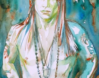 AXL ROSE - original watercolor portrait - one of a kind!