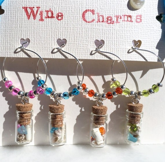 Items similar to Unique Wine Gift, Wine Charms, Nautical Wine Glass
