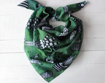 Christmas GIFT, Cactus scarf, Hipster scarf, succulent scarf, cactus bandana scarf, green cactus scarf, cactus gift for her, gift for mom