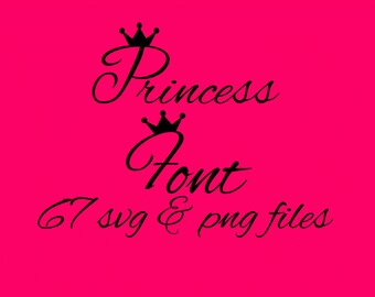 SVG Princess Font Alphabet Numbers Special Characters for Cutting Machines
