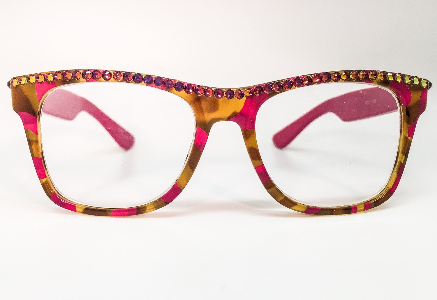Pink Passion Larger Big Eyeglass Frames with Swarovski