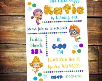 Bubble Guppies Invitation, Bubble Guppies Birthday Invite, Bubble Guppies Invite, Bubble Guppies Birthday, Second Birthday Invite, Bday Card