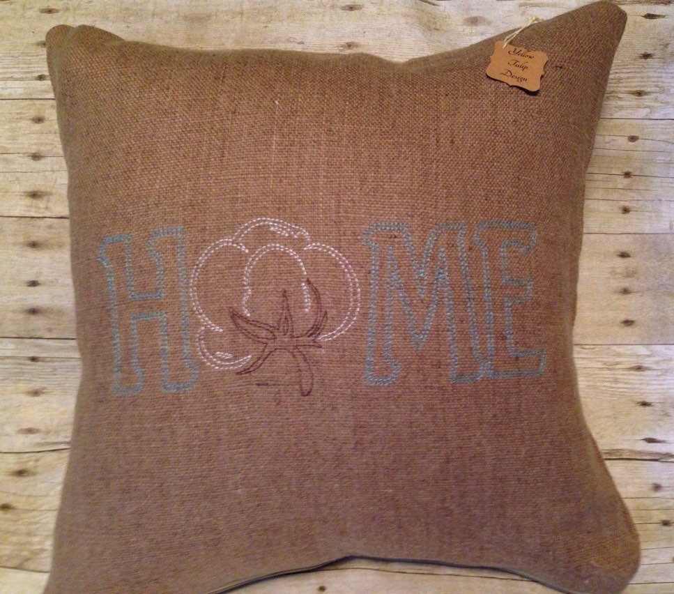 Home Cotton Boll Tennessee Burlap Throw by YellowTulipDesign