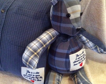 Memory Bear made from a loved ones clothing these are made from grandpa's shirts