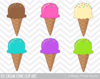 Ice Cream Cone Clip Art, Ice Cream Clipart, Ice Cream Party, Personal and Commercial Use, Instant Download