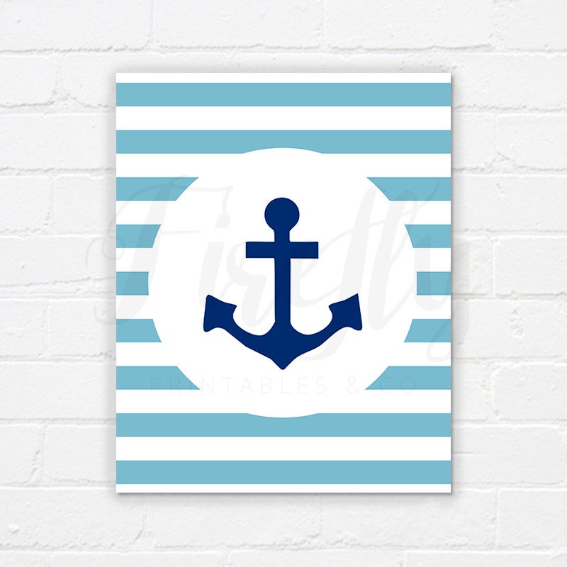Ancla Azul y Celeste Rallado Decoración de Pared Dormitorio