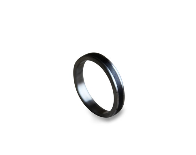 Women's titan ring titanium ring for women unisex titan ring with ebony wood inlay