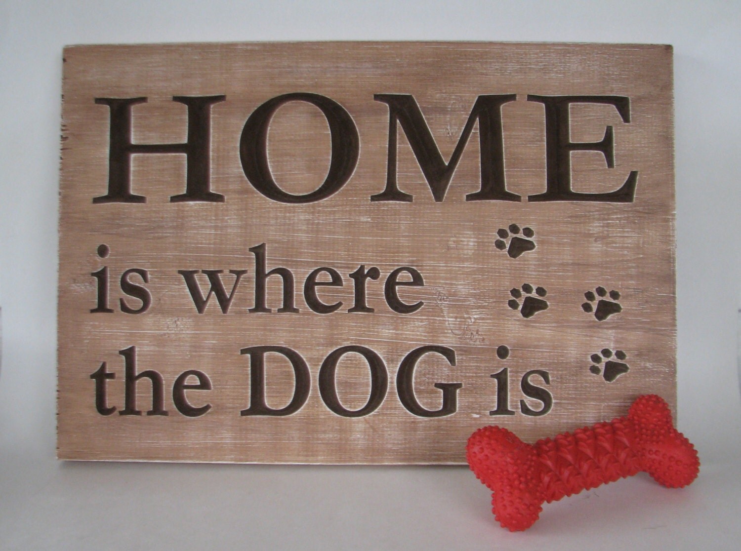 Rustic Wood Sign Home is Where the Dog is Home Decor Sign Dog