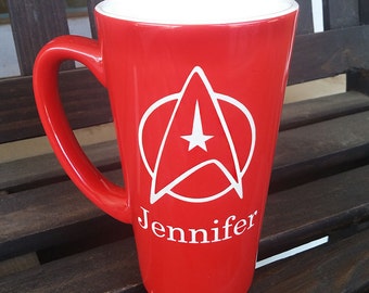 Large Red Personalized Star Trek Mug, Star Trek Mug, Star Fleet Command Mug, Custom Coffee Mug, Personalized Mug, Coffee Mug, Mug (CS036)