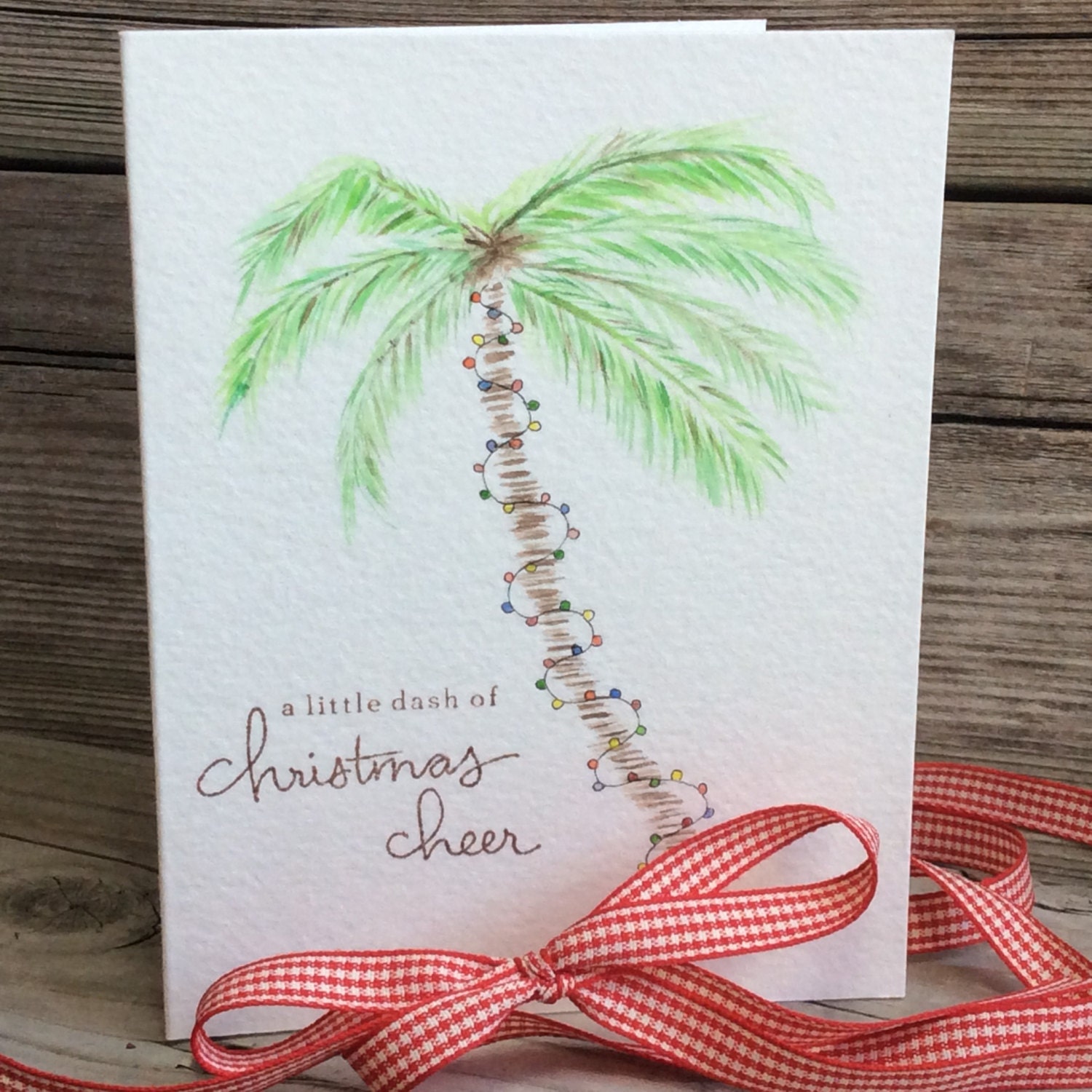 Palm tree Christmas card Beach Holiday greeting card