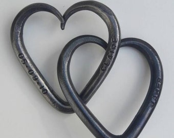 11th Year Anniversary Love Heart~ Interlinked~ Steel Wedding Gift ~ Love~ Partner Blacksmith~ For Him ~For Her~ Personalized~Birthday