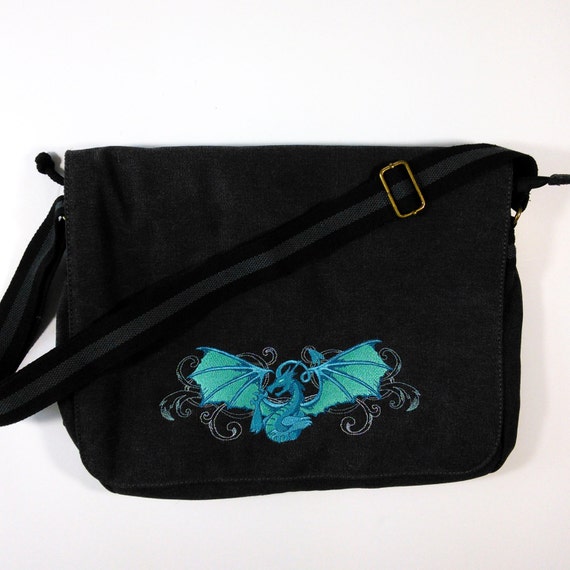 black canvas messenger bag with pockets