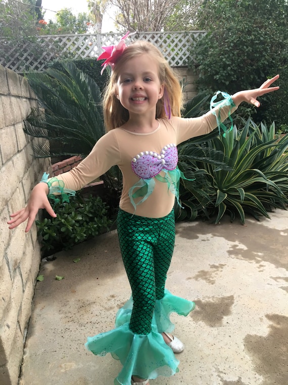 Ariel Costume Long Sleeves Ariel Leggings for Girls Size