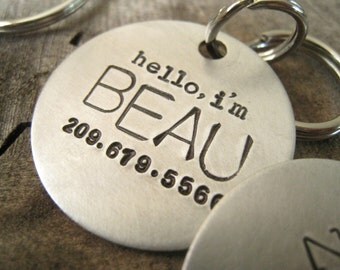 Hand Stamped Pet ID Tag - Personalized Pet/Dog Tag - Dog Collar Tag - Engraved Dog Tag - Handsatmped Pet Tag - Copper Dog Tag