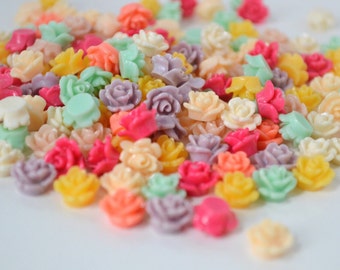 10mm Little Pastel Autumnal Multi Kawaii Flower Decoden Cabochons - 25 piece set