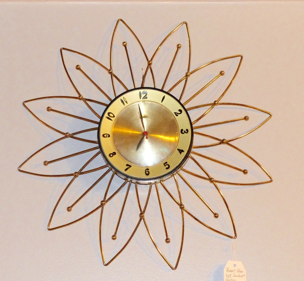 Brass Lux Atomic Starburst Wall Clock by Robert Shaw