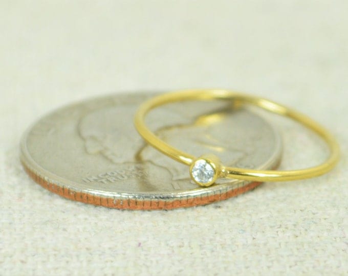 Tiny CZ Diamond Ring, Gold Filled Diamond Stacking Ring, Gold Filled Diamond Ring, Diamond Mothers Ring, April Birthstone, Diamond Ring