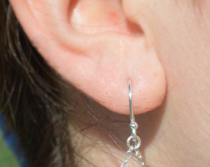 Crystal Quartz Earrings, Delicate Earrings, Gold Earring, Sterling Earrings, Rose Earrings, Copper, Dangle Earrings, Gemstone, White Earring