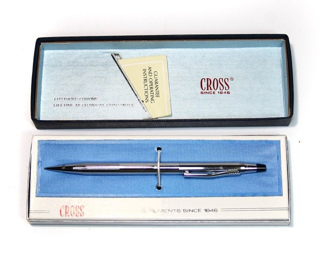 Storewide 25% Off SALE Original Vintage Fine Writing Cross Mechanical Pencil With Factory Packaging Featuring Impeccable Chrome Metal Settin