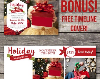Holiday Mini Session Template - Photoshop Template for Photography - Christmas Mini Session - Facebook Cover - 106