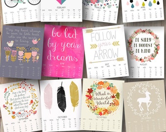 printable 2017 monthly wall calendar with inspirational art and quotes - 8x10 inches - Mother's Day gift for mom, wife, sister, best friend